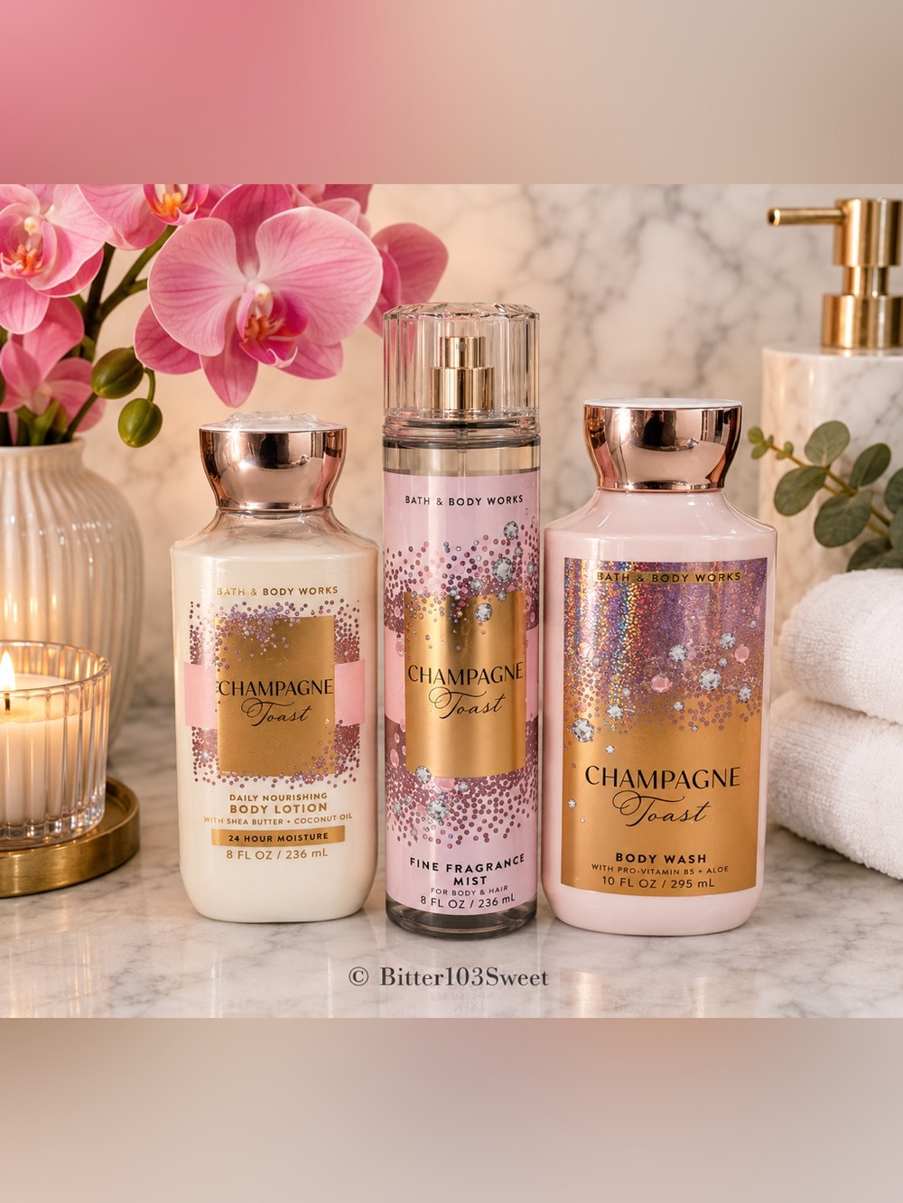 Bath & Body Works Champagne Toast 3 Pc Bundle